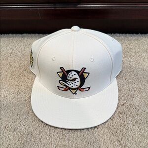 White Anaheim Ducks Hockey Themed Cap